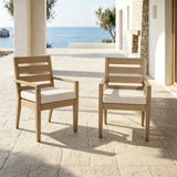 Alcudia Aluminum Patio Dining Chairs Set of 2 with Hand-Brushed Oak Finish