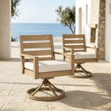 Alcudia 360° Swivel Rocker Outdoor Dining Chairs Set of 2 – Hand-Brushed Oak Finish