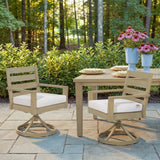 Alcudia 360° Swivel Rocker Outdoor Dining Chairs Set of 2 – Hand-Brushed Oak Finish
