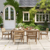 Alcudia Rectangular Patio Dining Table with 6 Classic Stationary Armchairs