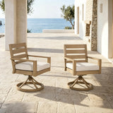 Alcudia 360° Swivel Rocker Outdoor Dining Chairs Set of 2 – Hand-Brushed Oak Finish