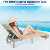 American Soft Linen 2 Pack Chaise Lounge Covers with Pocket, 86" x 32" Oversized Beach and Pool Lounge Chair Towels
