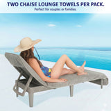 American Soft Linen 2 Pack Chaise Lounge Covers with Pocket, 86" x 32" Oversized Beach and Pool Lounge Chair Towels