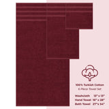 6 Piece 100% Cotton Turkish Bulk Bath Towels - Wholesale Premium Towel Sets - 10 Set Case Pack