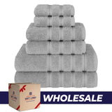 6 Piece 100% Cotton Turkish Bulk Bath Towels - Wholesale Premium Towel Sets - 10 Set Case Pack