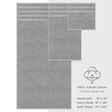 6 Piece 100% Cotton Turkish Bulk Bath Towels - Wholesale Premium Towel Sets - 10 Set Case Pack