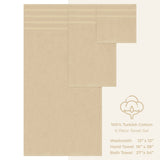 6 Piece 100% Cotton Turkish Bulk Bath Towels - Wholesale Premium Towel Sets - 10 Set Case Pack