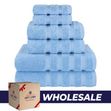6 Piece 100% Cotton Turkish Bulk Bath Towels - Wholesale Premium Towel Sets - 10 Set Case Pack