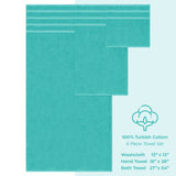 6 Piece 100% Cotton Turkish Bulk Bath Towels - Wholesale Premium Towel Sets - 10 Set Case Pack