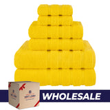6 Piece 100% Cotton Turkish Bulk Bath Towels - Wholesale Premium Towel Sets - 10 Set Case Pack