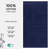 American Soft Linen Bekos 100% Cotton Turkish Towels 6 Piece Bath Towel Set with 18 Different Colors