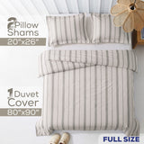 Wholesale 100% Washed Cotton Percale Duvet Cover Set – 200TC Yarn-Dyed Striped Hotel Bedding Set
