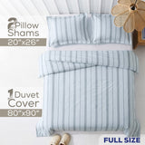 Wholesale 100% Washed Cotton Percale Duvet Cover Set – 200TC Yarn-Dyed Striped Hotel Bedding Set