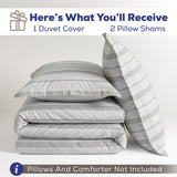 Wholesale 100% Washed Cotton Percale Duvet Cover Set – 200TC Yarn-Dyed Striped Hotel Bedding Set