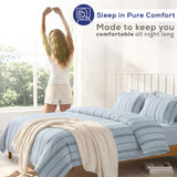 Wholesale 100% Washed Cotton Percale Duvet Cover Set – 200TC Yarn-Dyed Striped Hotel Bedding Set