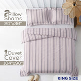 Wholesale 100% Washed Cotton Percale Duvet Cover Set – 200TC Yarn-Dyed Striped Hotel Bedding Set