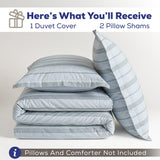 Wholesale 100% Washed Cotton Percale Duvet Cover Set – 200TC Yarn-Dyed Striped Hotel Bedding Set
