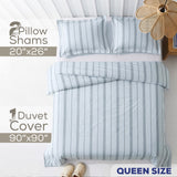 Wholesale 100% Washed Cotton Percale Duvet Cover Set – 200TC Yarn-Dyed Striped Hotel Bedding Set