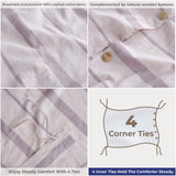 Wholesale 100% Washed Cotton Percale Duvet Cover Set – 200TC Yarn-Dyed Striped Hotel Bedding Set