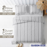 Wholesale 100% Washed Cotton Percale Duvet Cover Set – 200TC Yarn-Dyed Striped Hotel Bedding Set