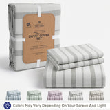 Wholesale 100% Washed Cotton Percale Duvet Cover Set – 200TC Yarn-Dyed Striped Hotel Bedding Set