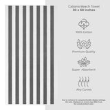 Cabana Striped Oversized Premium Cotton Beach Towel 30x60" - 32 Set Case Pack