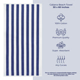 Cabana Striped Oversized Premium Cotton Beach Towel 30x60" - 32 Set Case Pack