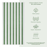 Cabana Striped Premium Beach Towels, Premium Cotton, 30x60 Inches, Soft, Absorbent, Sand Free Swim Towels