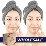 American Soft Linen 100% Cotton Hair Drying Towels for Women, 2 Pack Head Towel Cap - 75 Set Case Pack