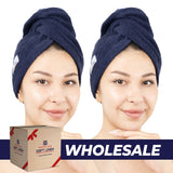 American Soft Linen 100% Cotton Hair Drying Towels for Women, 2 Pack Head Towel Cap - 75 Set Case Pack
