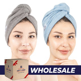 American Soft Linen 100% Cotton Hair Drying Towels for Women, 2 Pack Head Towel Cap - 75 Set Case Pack