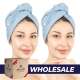 American Soft Linen 100% Cotton Hair Drying Towels for Women, 2 Pack Head Towel Cap - 75 Set Case Pack