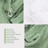 American Soft Linen 100% Cotton Hair Drying Towels for Women, 2 Pack Head Towel Cap - 75 Set Case Pack