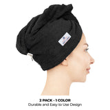 American Soft Linen 100% Cotton Hair Drying Towels for Women, 2 Pack Head Towel Cap
