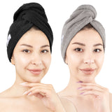 American Soft Linen 100% Cotton Hair Drying Towels for Women, 2 Pack Head Towel Cap