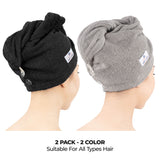 American Soft Linen 100% Cotton Hair Drying Towels for Women, 2 Pack Head Towel Cap