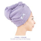 American Soft Linen 100% Cotton Hair Drying Towels for Women, 2 Pack Head Towel Cap