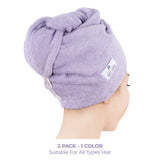 American Soft Linen 100% Cotton Hair Drying Towels for Women, 2 Pack Head Towel Cap