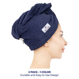 American Soft Linen 100% Cotton Hair Drying Towels for Women, 2 Pack Head Towel Cap