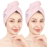 American Soft Linen 100% Cotton Hair Drying Towels for Women, 2 Pack Head Towel Cap