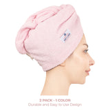 American Soft Linen 100% Cotton Hair Drying Towels for Women, 2 Pack Head Towel Cap
