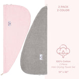 American Soft Linen 100% Cotton Hair Drying Towels for Women, 2 Pack Head Towel Cap