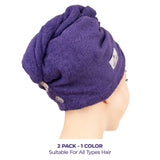 American Soft Linen 100% Cotton Hair Drying Towels for Women, 2 Pack Head Towel Cap