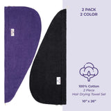 American Soft Linen 100% Cotton Hair Drying Towels for Women, 2 Pack Head Towel Cap