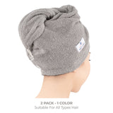 American Soft Linen 100% Cotton Hair Drying Towels for Women, 2 Pack Head Towel Cap