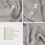 American Soft Linen 100% Cotton Hair Drying Towels for Women, 2 Pack Head Towel Cap