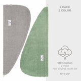 American Soft Linen 100% Cotton Hair Drying Towels for Women, 2 Pack Head Towel Cap