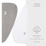 American Soft Linen 100% Cotton Hair Drying Towels for Women, 2 Pack Head Towel Cap