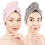 American Soft Linen 100% Cotton Hair Drying Towels for Women, 2 Pack Head Towel Cap