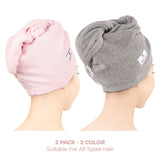 American Soft Linen 100% Cotton Hair Drying Towels for Women, 2 Pack Head Towel Cap